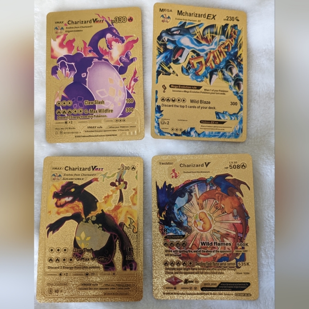 Pokemon Gold Metal Cards - Charizard Set 2 (Unofficial)
